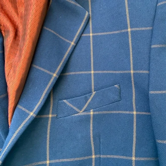 YuanLu Boys Navy Windowpane Plaid Suit Set Jacket Pants Size 12 Formal - Picture 11 of 14